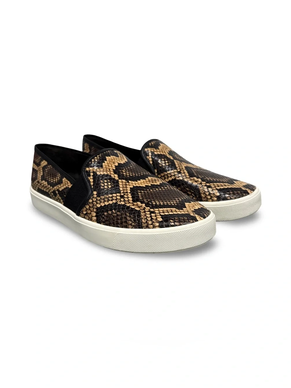 Vince Blair-5 Snake-Effect Leather Slip-On Sneakers in Senegal Size 9
